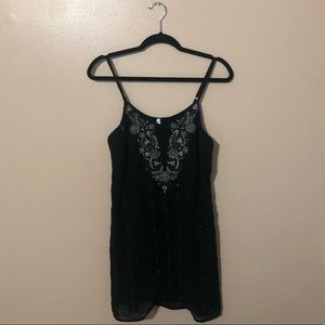 Black mink dress with silver embellishments